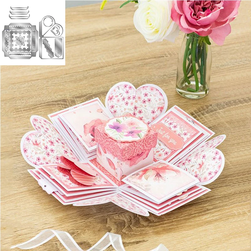 Sparkle Star Love Heart Series Exploding Box Metal Cutting Dies Stencil DIY Scrapbooking Making Template Embossing Dies 2020