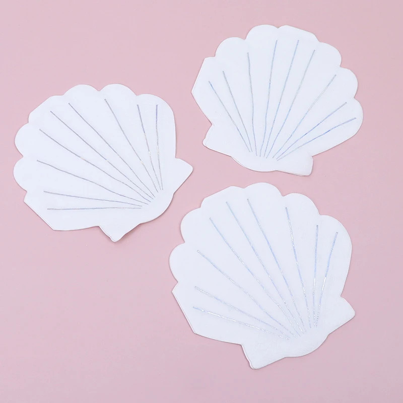 16pcs Party Supplies Wedding Decor Gilding Tableware White Shell Napkin Disposable Soft Eco-friendly Portable Birthday Napkin