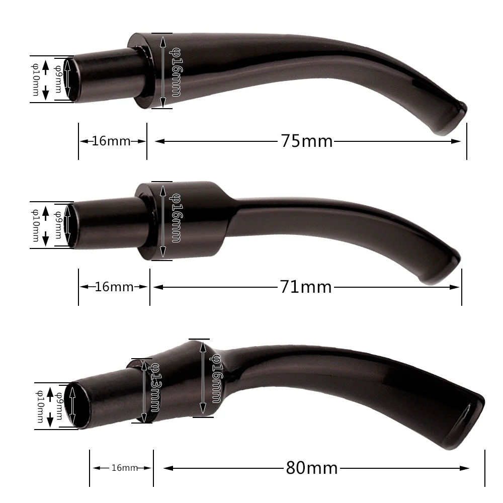 Embout buccal en acrylique, 9mm, filtre en bois, coude, Pipe à fumer, cône, accessoires