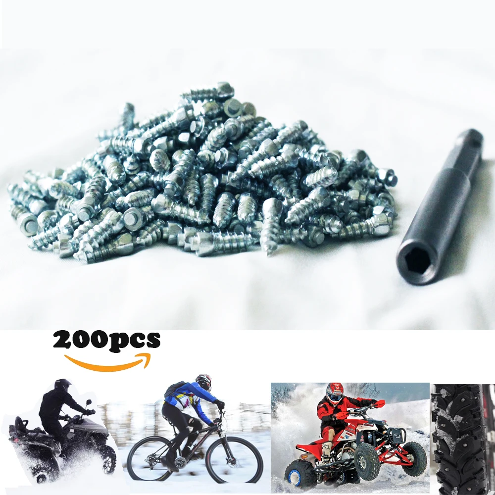 200pcs Tire spikes Carbide Tyre studs Tungsten Snow Screw Gripping Spikes Durable racing Bicycle spikes For Fatbikes boots studs