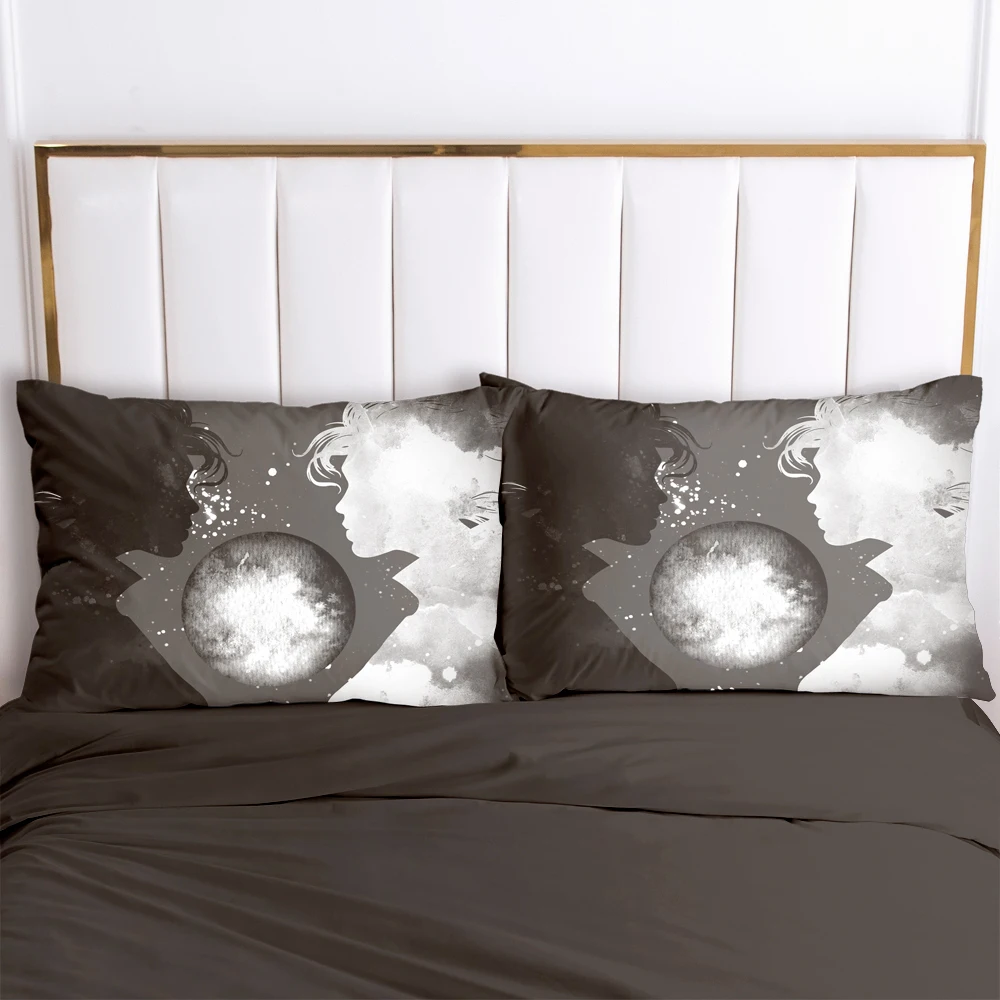 2PCS PillowCase For Bedroom,Pillow Cases Bedding Home Decoration 70x70cm 50x75cm 50x70cm 80x80cm Pillow Cover Black And White