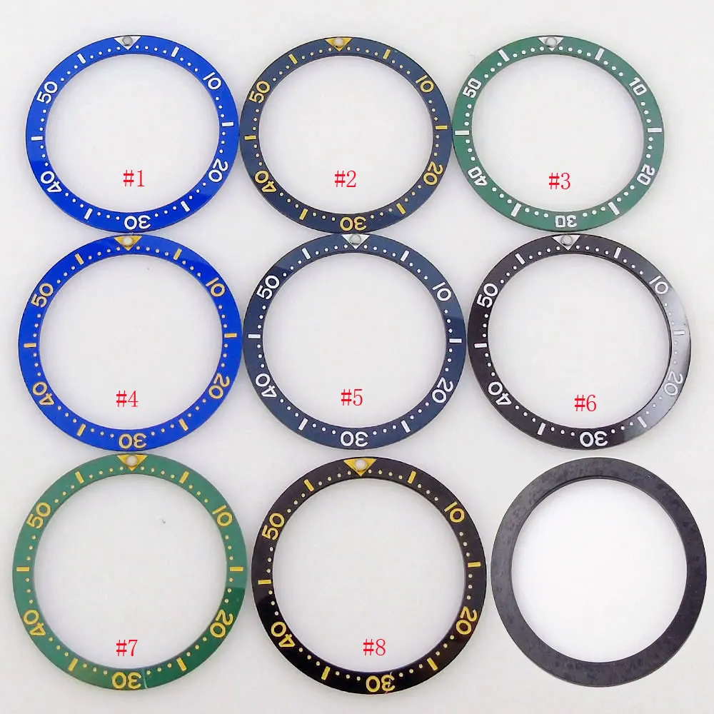 

33.7mm*27.5mm*0.8mm Flat Ceramic Black Blue Green Watch Bezel Insert Ring Fit MOD Skx013 Model High Quality Watch Accessories