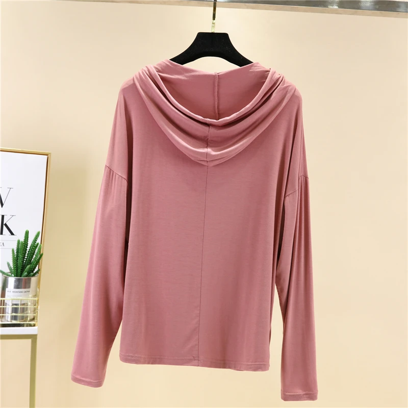 Summer Modal Sweatshirts Sweater Hooded T Shirt Long Sleeve Ladies Hoodie Top Tees Women Thin Soft Long Sleeves