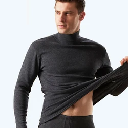 Men Thermal Underwear Suit Plus Velvet Thicken Men's Cotton Long Johns Winter Warm Clothing 2 Pieces set 2022 New High-neck