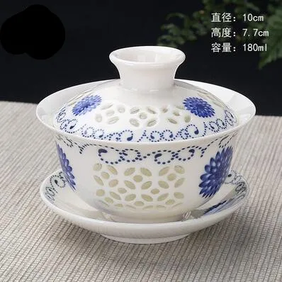 Chinese handgeschilderde Kungfu theeservies, terrine Dehua, wit porselein, Gaiwan, pannenset voor op reis, snelle kop, hoge kwaliteit