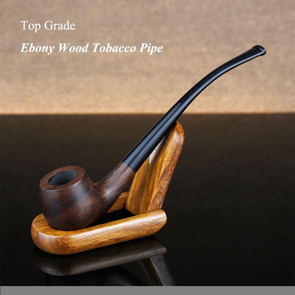 

Classic Ebony Wood Pipe 3mm Filter Long Smoking Pipe Wooden Handmade Tobacco