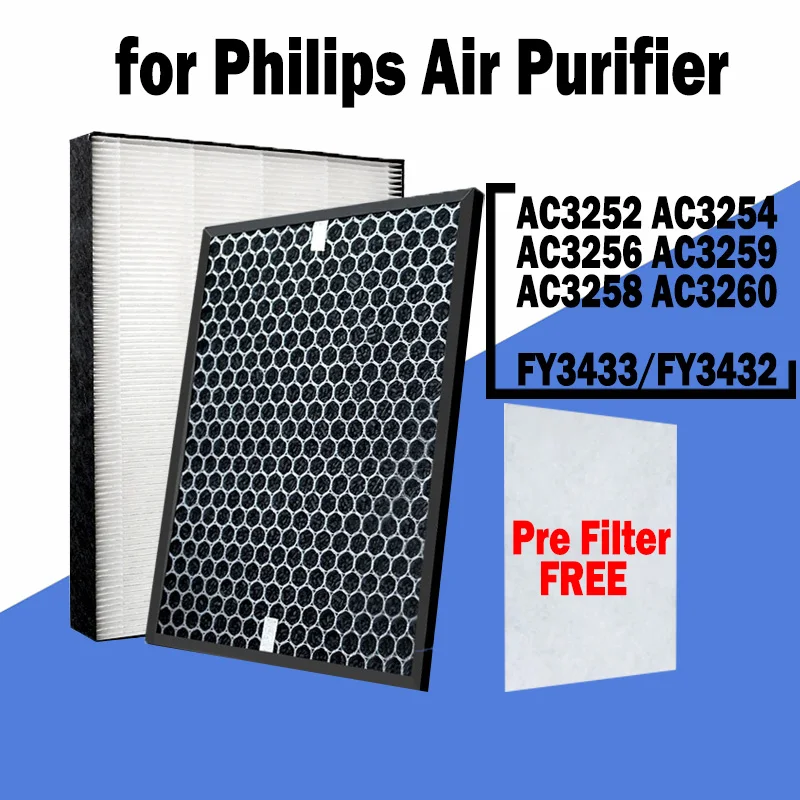 FY3432 FY3433 NanoProtect Replacement True HEPA Activated Carbon Filter for Philips Air Purifier AC3252 AC3254 AC3256 AC3259