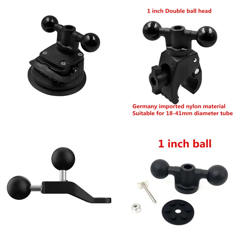 Double Ball Head Tough-Claw Mount Double Ball Twist Lock Suction Cup Double Ball rearview mirror For 1 Inch Mount Socket Arm ram