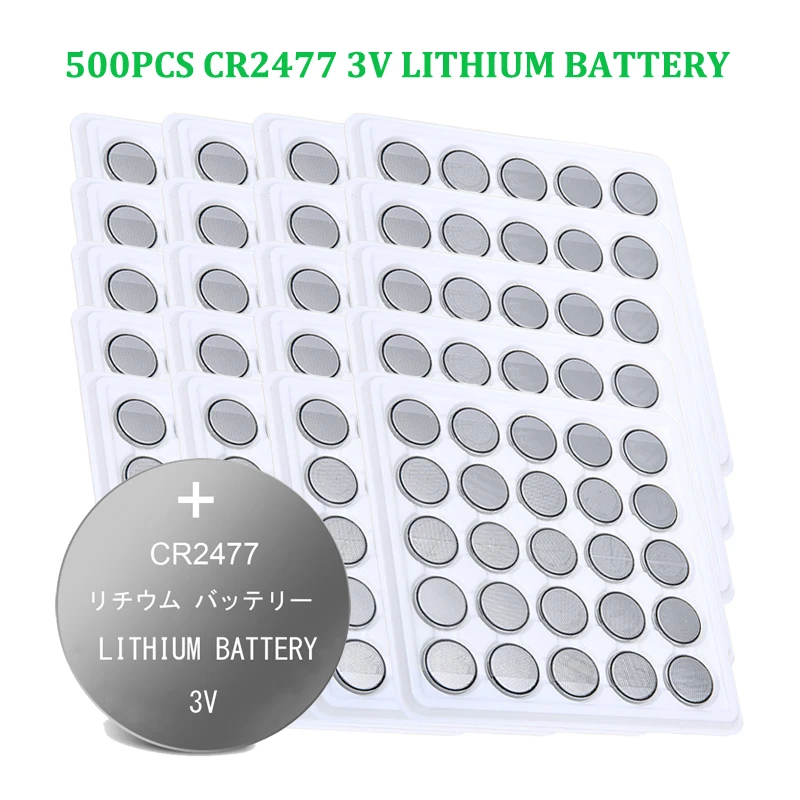 500pcs Original CR2477 CR 2477 3V Button Coin Battery Cell Batteries DL2477 BR2477 ECR2477 Lithium batteria for electric keys