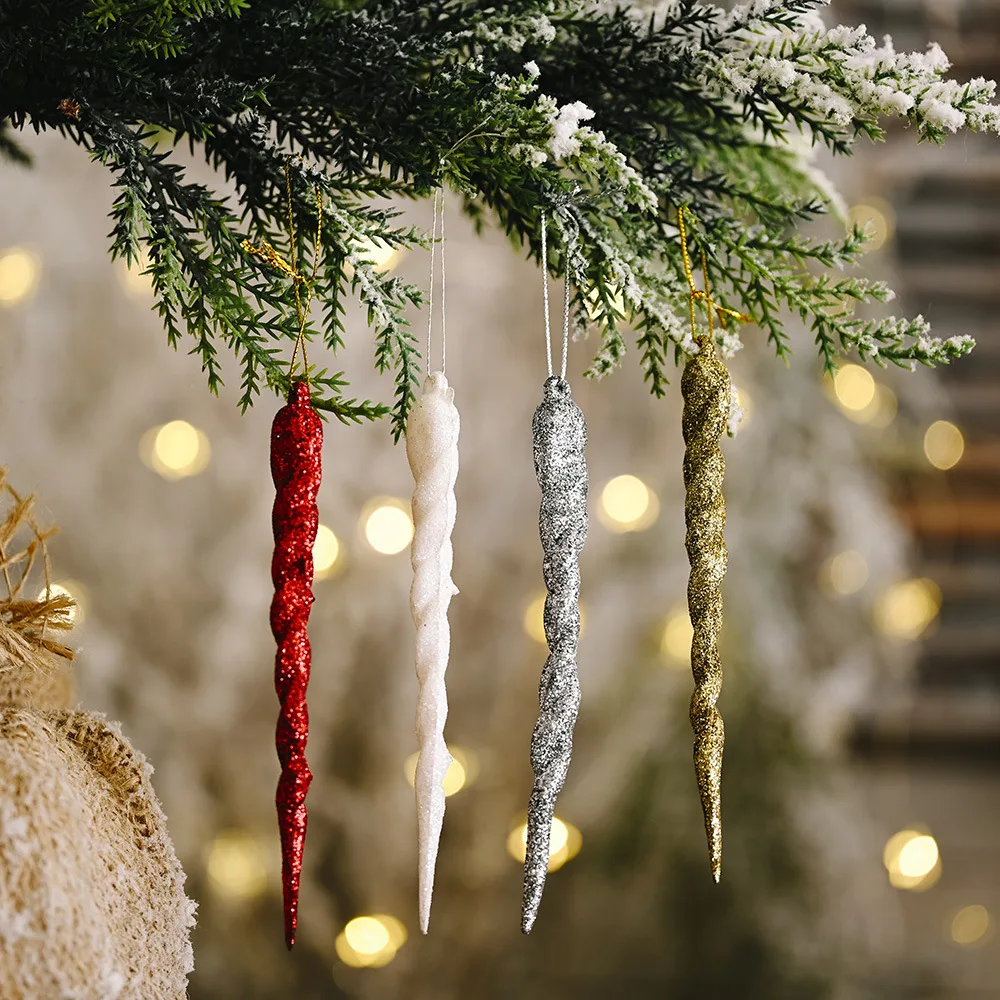 5pcs 5Inch Christmas tree Hanging Ornament Fake Icicle  Simulation Transparent Ice Xmas Winter Party New Year Easter Decoration