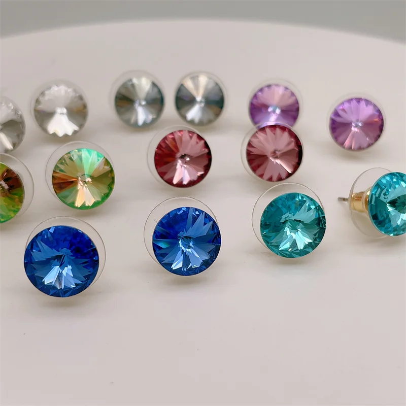 Ms Betti Round Stone Stud Earring Cute Simple Design 8/10/12/14mm Rivori With Crystal From Austria 2021 Women Gift