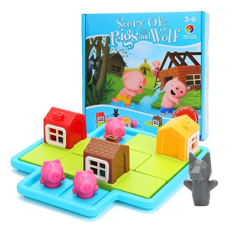 Three Little Piggies - Deluxe Cognitive Skill-Building Puzzle Logic Game featuring 48 Playful Challenges for Ages 3+