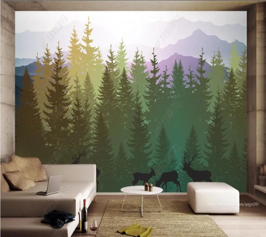 

Papel de parede Alpine pine tree forest landscape 3d wallpaper mural,iving room tv wall bedroom wall papers home decor