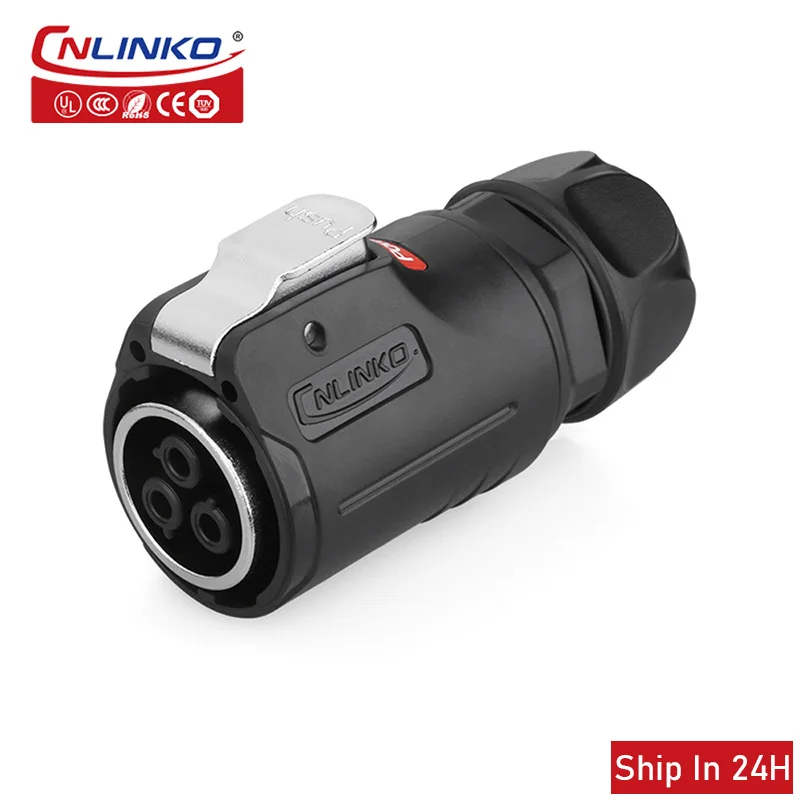 Cnlinko LP24 plastica IP67 impermeabile 3pin presa elettrica aeronautica AC500V 25A connettore di alimentazione per collegamento a filo circolare