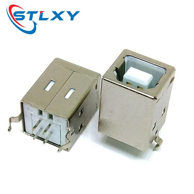 10Pcs Square USB socket usb B Type Female 90/180 degree PCB welding parent Connector For Printer Data Double base