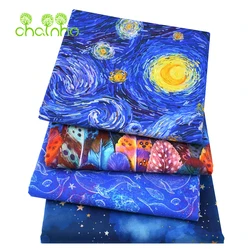 Chainho,Blue Digital Printed Cotton Fabrics,DIY Handmade Quilting & Sewing Baby&Children's Garments,Bag,Crafts,Cushion Material