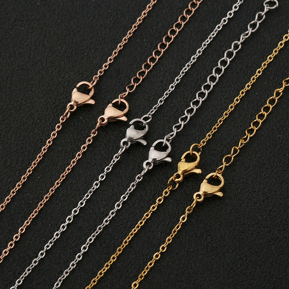 5pcs Stainless Steel Rolo Link Chain Necklace Set