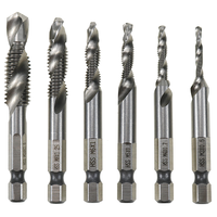 6Pcs Hex Shank HSS Screw Thread Metric Tap Drill Bits Screw Machine Compound Tap Milling Cutter M3 M4 M5 M6 M8 M10 Hand Tools