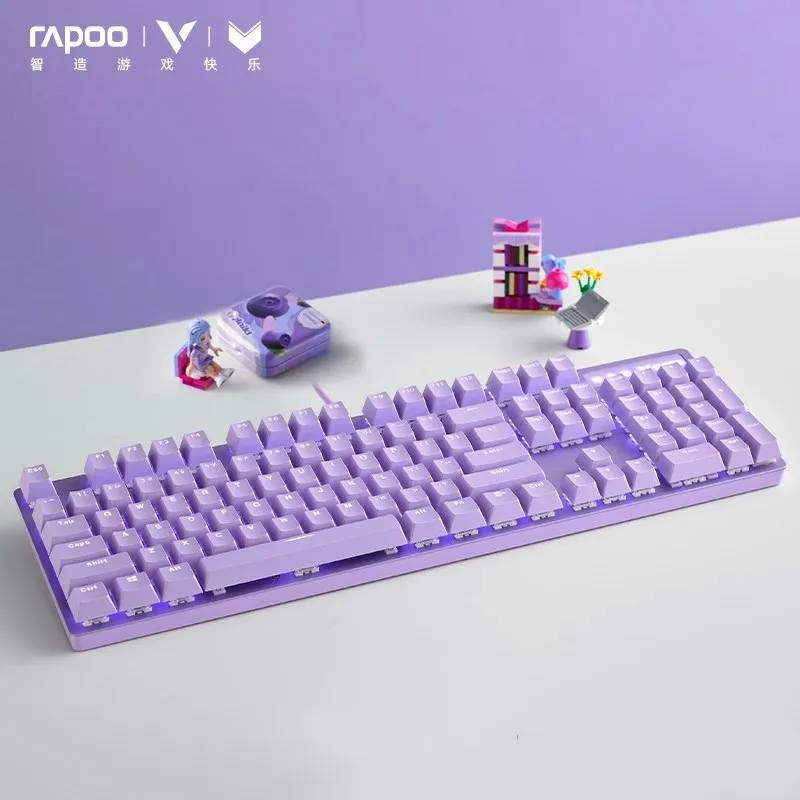 Original Rapoo V500PRO keyboard Pure/Pink 104 PBT keys backlight wired mechanical game keyboard