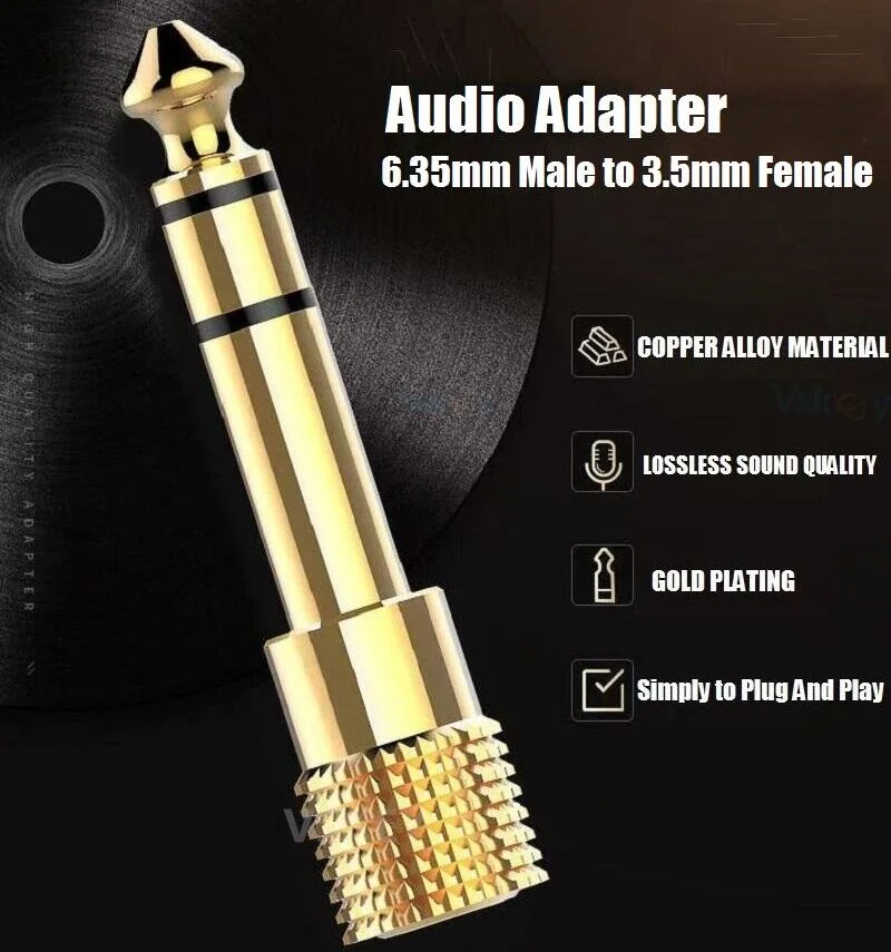 5 sztuk 1/4 Cal TRS 6.35mm męskie do 3.5mm żeńskie Adapter Audio Stereo do wzmacniacz słuchawkowy miksera gitarowego złącze głośnika fortepianowego