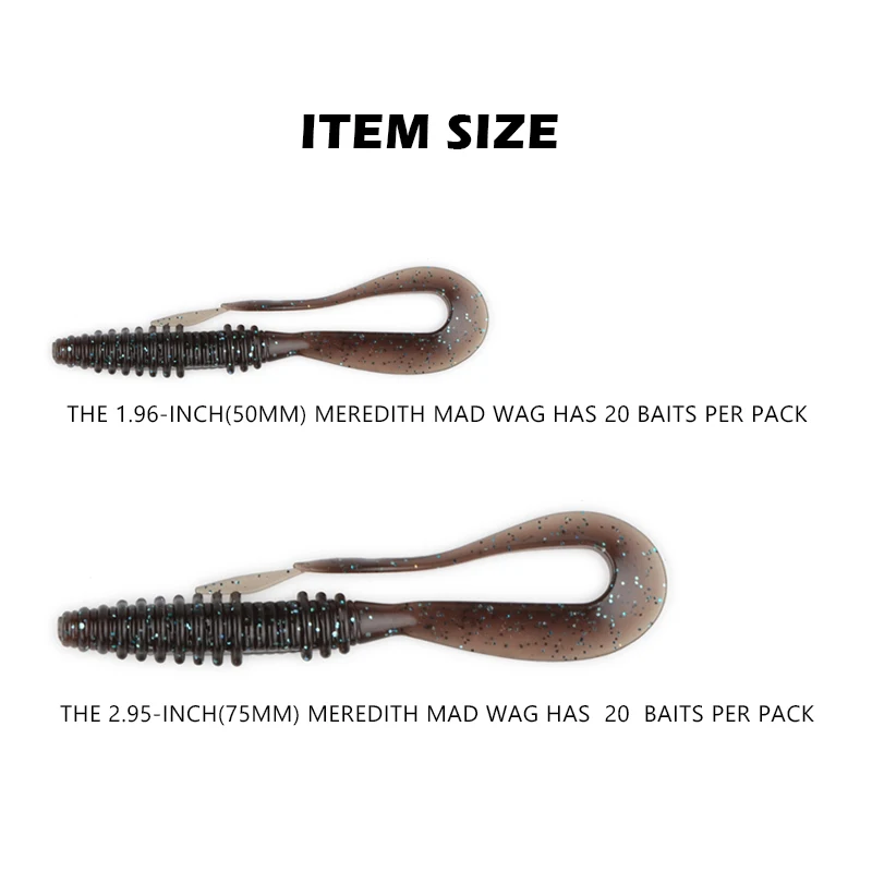 Meredith Mad Wag Fishing soft lures 50mm 75mm Artificial Soft Baits Predator Silicone Fishing Soft Wobblers Fishing Lures