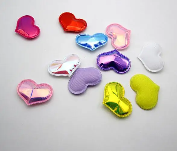 100pcs/lot DIY reflect light shine heart padded applique crafts for headwear bag shoe garment accessories Decoration