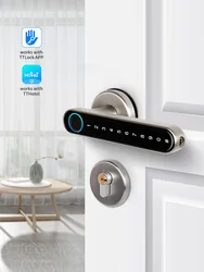 cerradura inteligente ttlock app Fingerprint Electronic Door Lock Wifi Digital Password Lever Magnetic Door Handle Deadbolt Lock