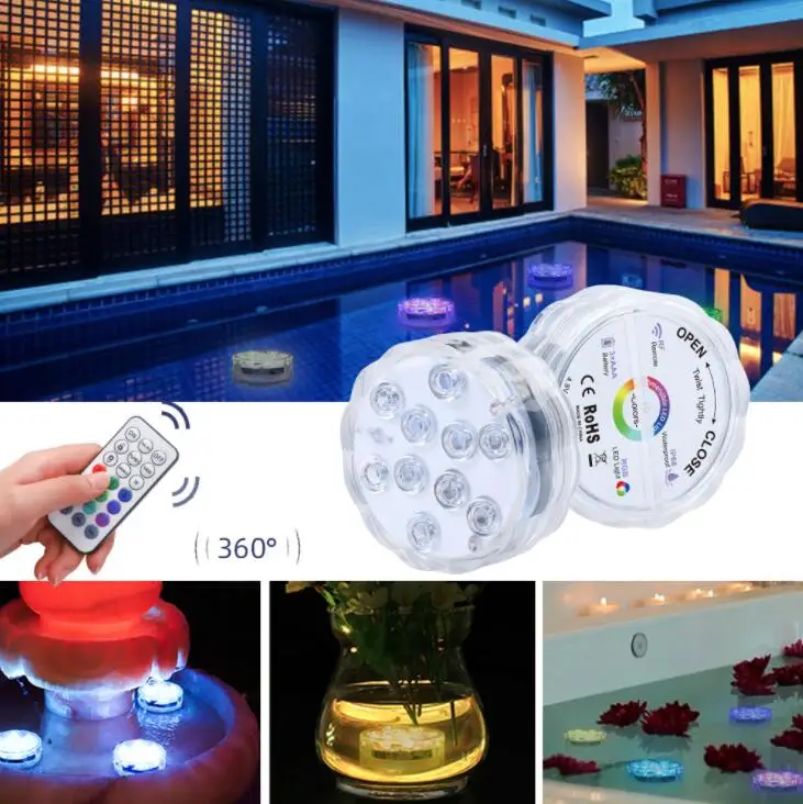 SOMMERGIBILE HA CONDOTTO LE LUCI della PISCINA CON TELECOMANDO di CONTROLLO (RF)