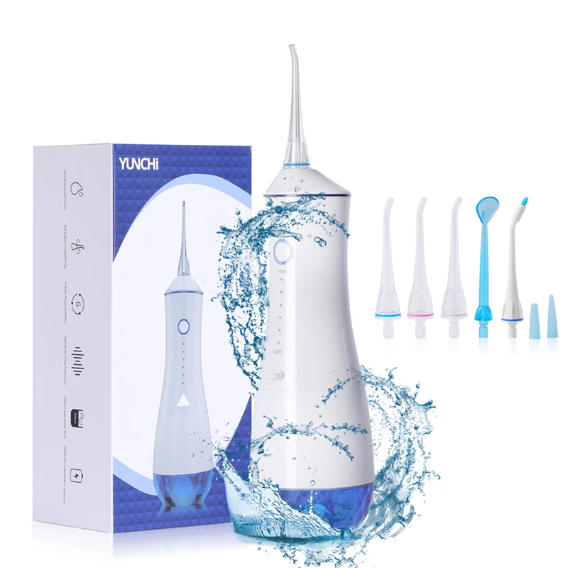 Portable Oral Irrigator Water Flosser 320ml Water Tank 180PSI Dental Water Jet 6 Modes USB Rechargeable Teeth Cleaner 6 Nozzles