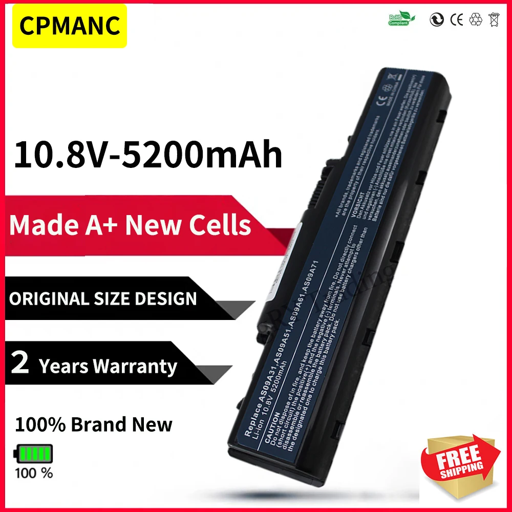 

CPMANC 5200mah Laptop Battery For EMACHINES E525 E627 E725 D525 D725 D620 NV52 AS09A31 AS09A41 AS09A51 AS09A61 AS09A70 AS09A71