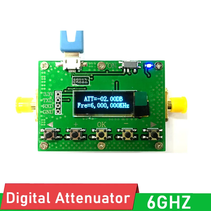 

6Ghz RF Digital Attenuator 30DB step 0.25DB OLED display Pogrammable Attenuator Module