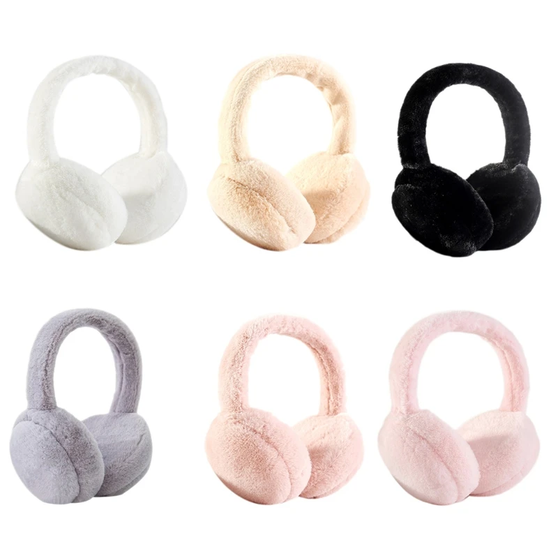 Women Men Winter Warm Cute Faux Furry Earmuffs Headband Outdoor Windproof Solid Color Foldable Fluffy Ear Covers Warmers