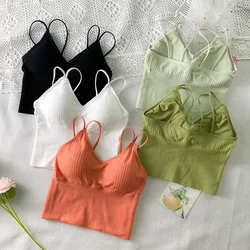 Women Crop Top Tank Top Female Top Seamless Underwear Camis Comfort Wireless Bras Top Removable Pads Female Camisole