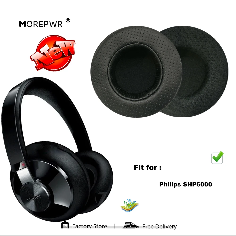 

Morepwr новые обновленные Сменные амбушюры для гарнитуры Philips SHP6000, Кожаная подушка, бархатные амбушюры