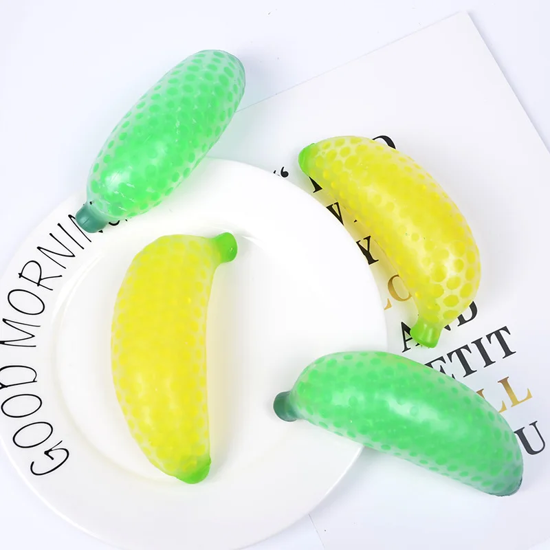 12cm Cute Banana with Small Soft Beads Relieve Pressure Hand Fidget Toy TPR Squeeze Decompression Toys Adults Children Kids Gift