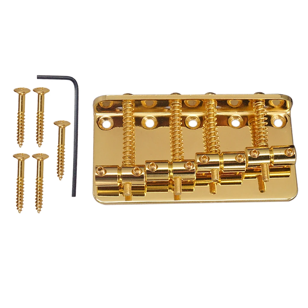 Golden 4 String Bass Bridge for Electric Bass Replacement Accessory