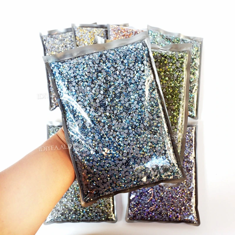 ss6-ss30 Wholesale Big Package Exquisite Shimmer CZ AB Hard Hot Fix Crystal Flat Back Rhinestone Strass Glitter Stone For 3D DIY