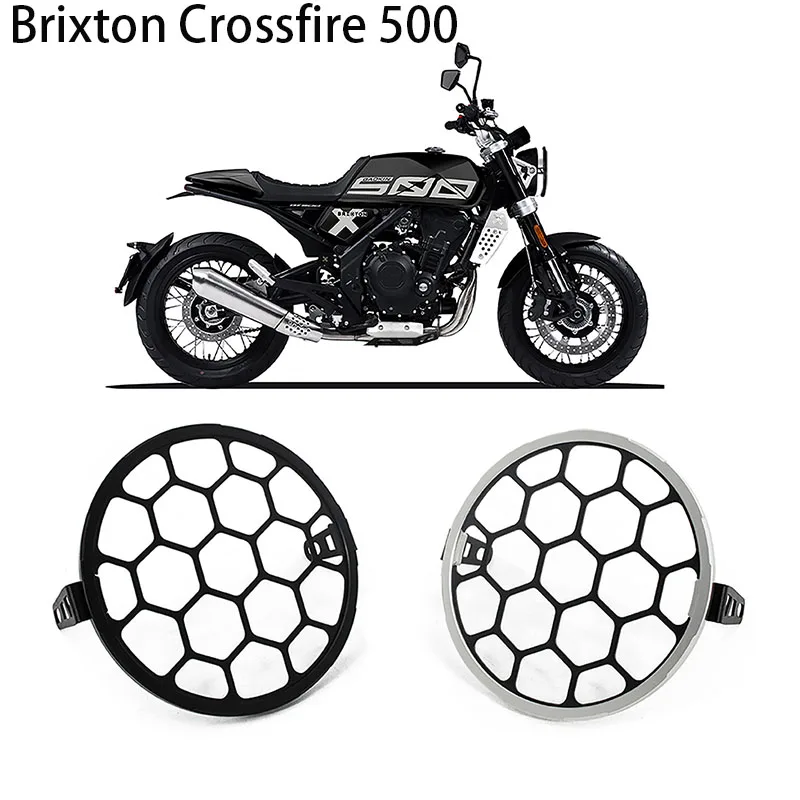 Customized for Brixton Crossfire 500 Motorcycle Mesh Headlight Protector Holder Aluminum Metal Grill Mask Cover Guard Chrome