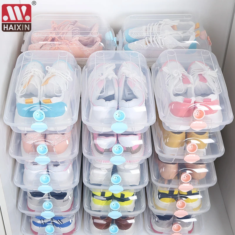 8pc Transparent shoe box storage shoe boxes Breathable dustproof shoes organizer box can be superimposed combination shoe cabine