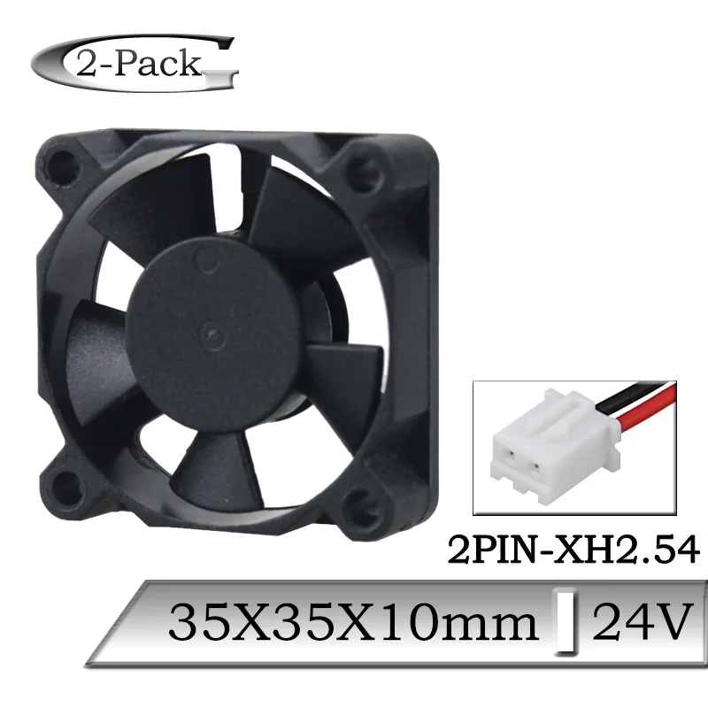 2 Pcs Gdstime DC 24V 35x35x10mm 35mm 2Pin Mini CPU Brushless Axial Cooling Fan 3510 3cm 3D Printer Radiator Cooler Fan