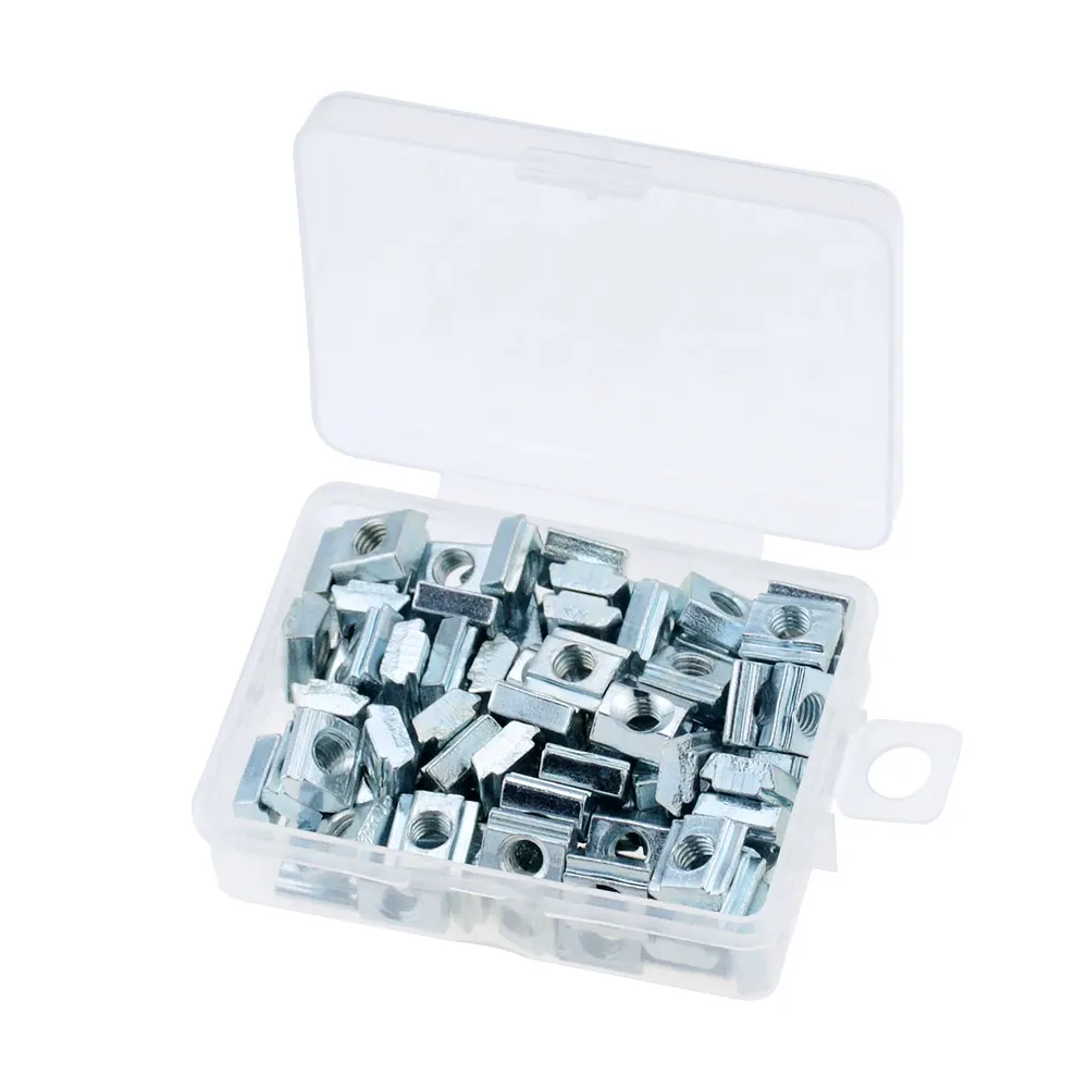 100pcs/set  M3 M4 M5 T Slide Nut  Fastener Galvanized T-Slot Nuts for 20 Series Aluminum Extrusion Profile