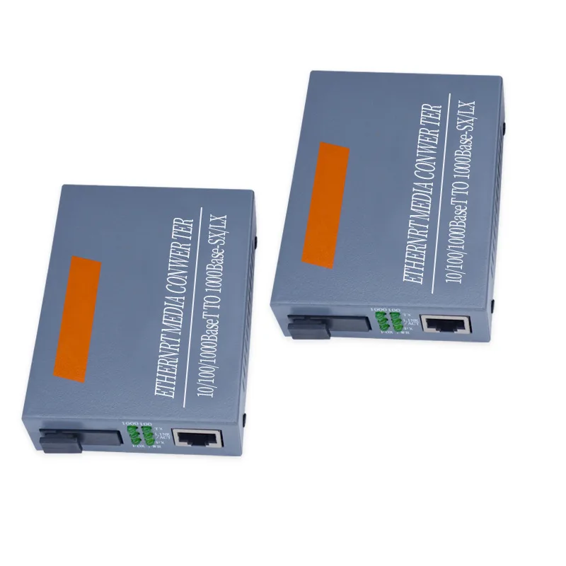 1 Pair Fiber Optic Ethernet Media Converter Gigabit 10/100/1000 Single-mode Single Fiber Transceiver 3km Photolectric Transducer