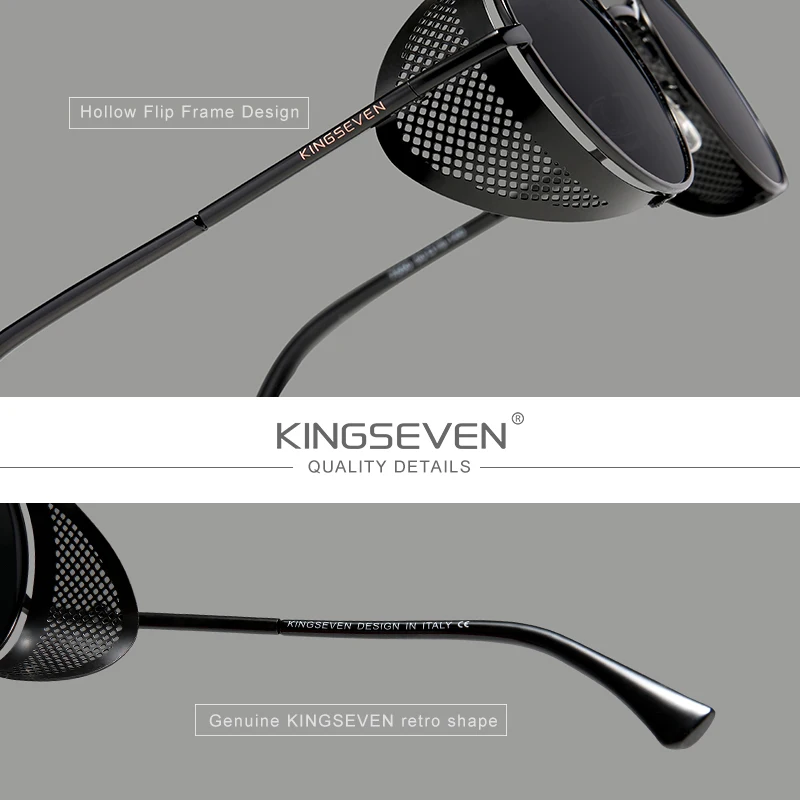 KINGSEVEN Nam Kính Phân Cực Phong Cách Khoa Học Viễn Tưởng Kính Mát Tròn Nam Retro Nữ Kính Chống Nắng Cho Nam Phong Cách Vintage