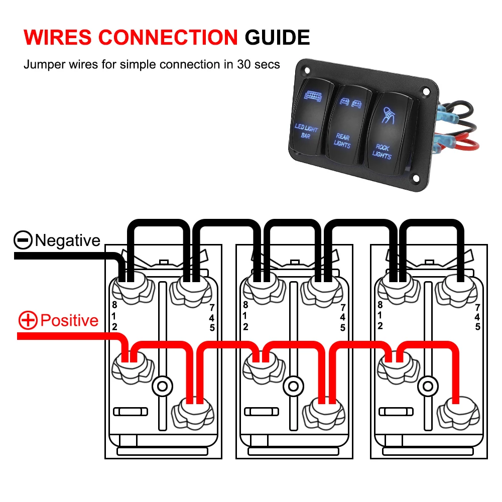 12V 24V 3 Gang interruttore pannello luce interruttore a levetta LED accessori auto per camion RV Caravan autocarro rimorchio barca marina