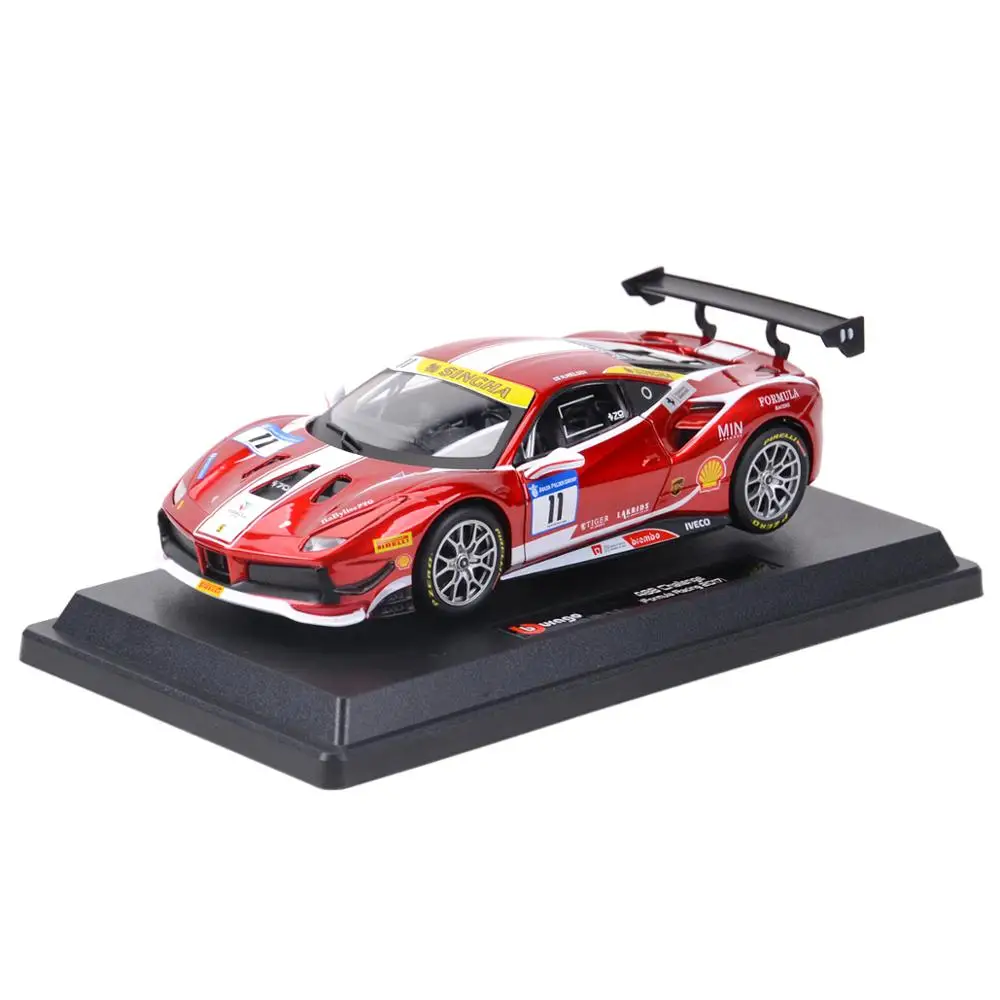 Bburago 1:24 Ferrari 488 mücadelesi 2017 Formula yarış spor araba statik döküm araçları koleksiyon Model oyuncak arabalar