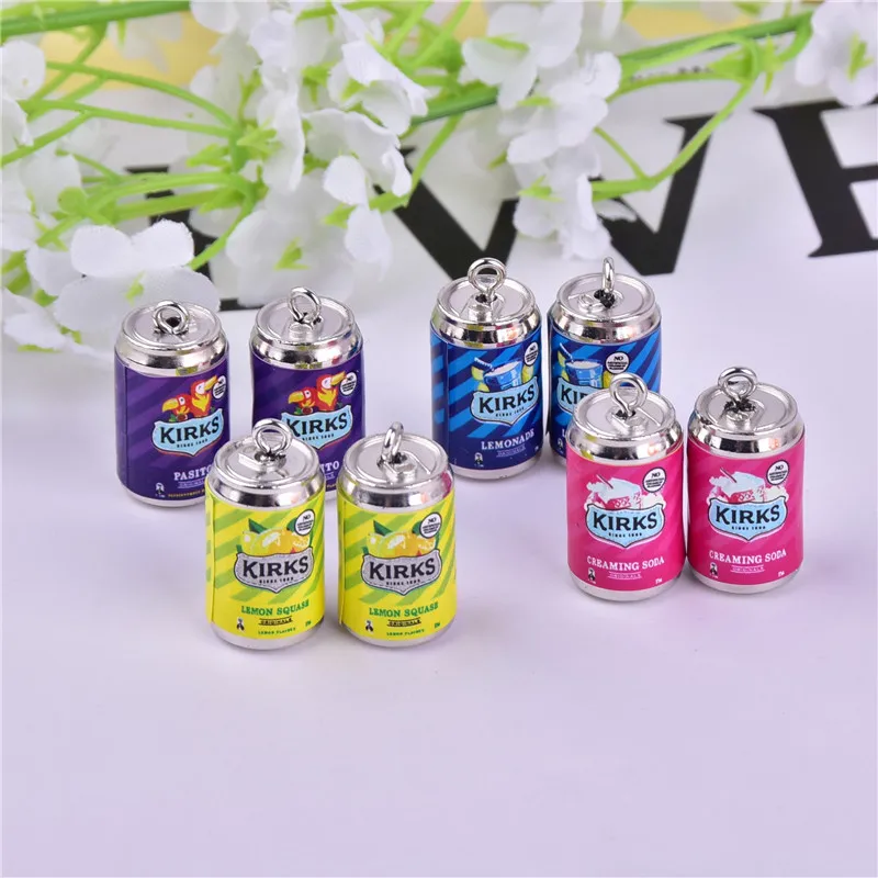 10pcs/pack 3D Colorful  Alcohol Resin cans Charms DIY Jewelry DIY Earring making