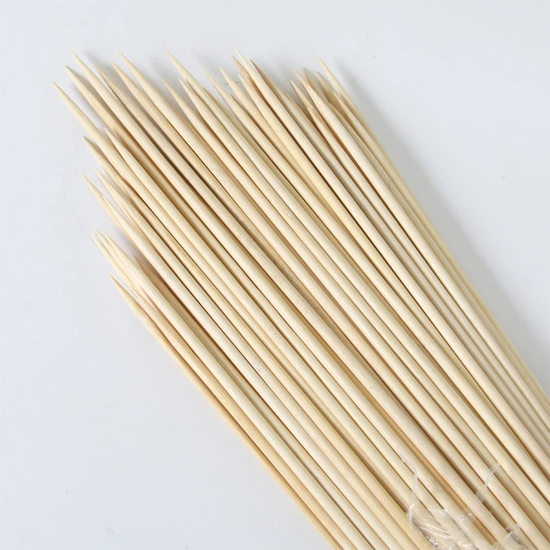 30cm x 4mm 100pcs Disposable Bamboo Skewers Natural Wood BBQ Skewers Potato Tower Sticks for Meat Apple Candy Restaurant Bar