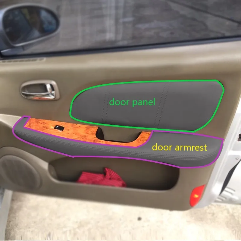 Soft Leather Door Panel Cover For Hyundai Sonata 2004 2005 2006 2007 2008 Car-styling Door Armrest Panel Skin Cover Sticker Trim