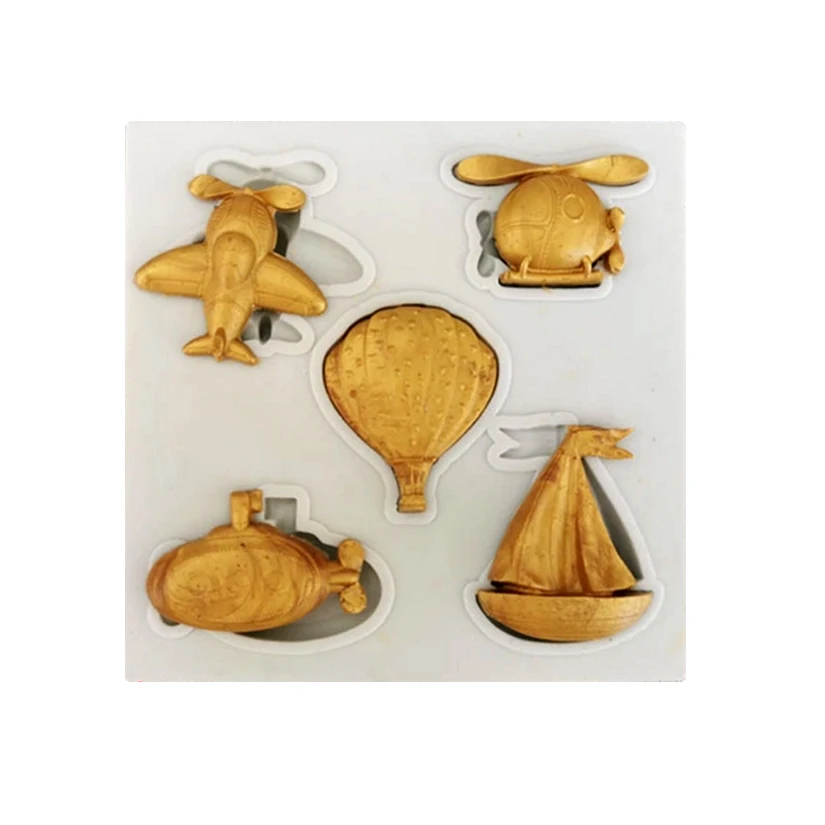 Silicone Mold Airplane Sailboat Helicopter Sugarcraft Cupcak