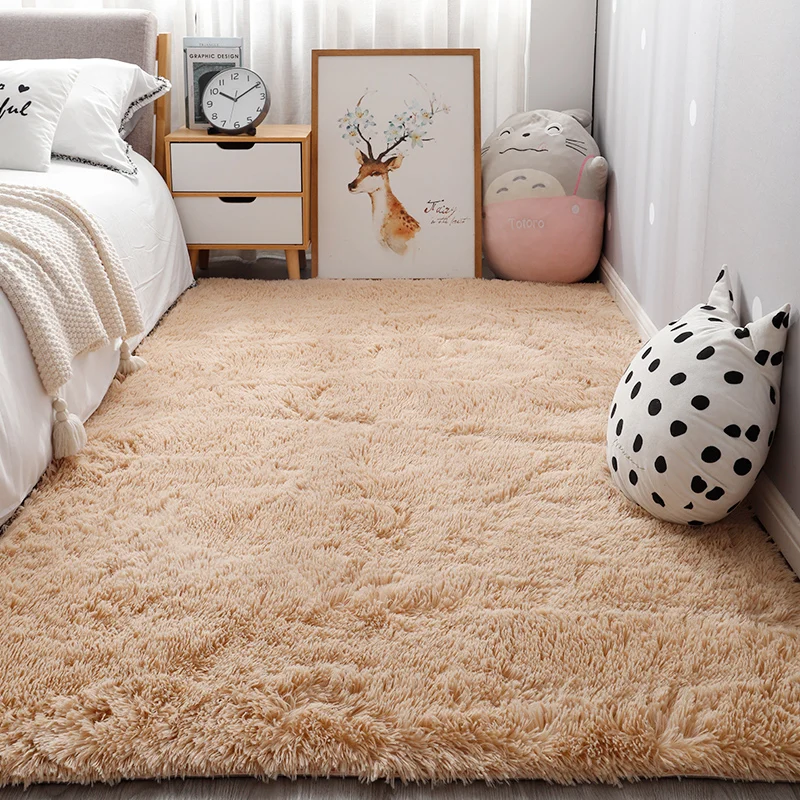 Alfombra pequeña nórdica ins para dormitorio, alfombra blanca de felpa para mesita de noche, esteras gruesas para sala de estar, adecuada para decoración del hogar, alfombra para gatear para niño